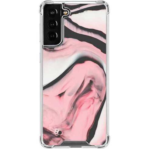 Pink Marble Ink Galaxy S21 FE Clear Case